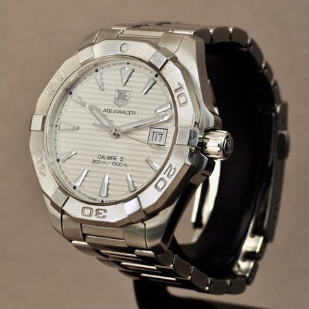 Tag Heuer Aquaracer Automatic White Dial Silver Steel Strap Watch for Men - WAY2111.BA0928