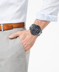 Diesel Mega Chief Chronograph Blue Dial Black Steel Strap Watch For Men - DZ4329