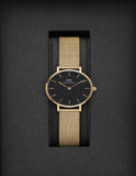  Shop Authentic Daniel Wellington Classic Petite Black Dial Gold Mesh Bracelet Watch For Women - DW00100347 - Luxxuri