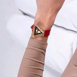  Shop Authentic Guess Fame Quartz Gold Dial Red Leather Strap Watch For Women - GW0504L2 - Luxxuri