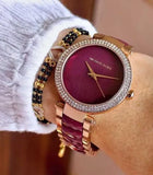  Shop Authentic Michael Kors Parker Maroon Dial Two Tone Steel Strap Watch for Women - MK6412 - Luxxuri