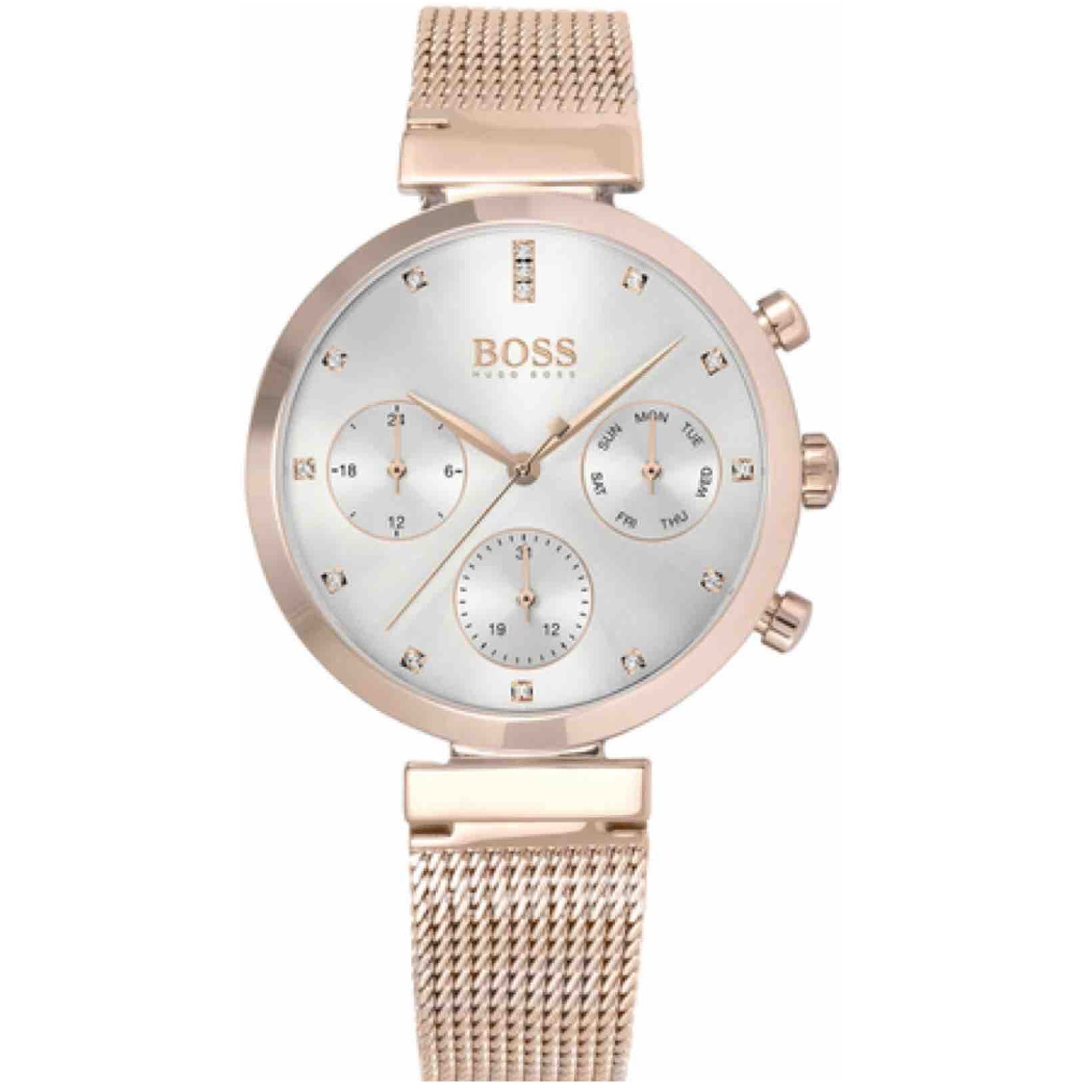  Shop Authentic Hugo Boss Flawless White Dial Gold Mesh Bracelet Watch for Women - 1502553 - Luxxuri