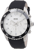 Hugo Boss Rafale Chronograh Quartz White Dial Black Leather Strap Watch For Men - HB1513403