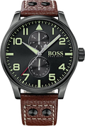  Shop Authentic Hugo Boss Aeroliner Maxx Black Dial Brown Leather Strap Watch For Men - 1513079 - Luxxuri