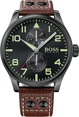 Shop Authentic Hugo Boss Aeroliner Maxx Black Dial Brown Leather Strap Watch For Men - 1513079 - Luxxuri