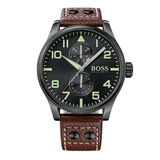  Shop Authentic Hugo Boss Aeroliner Maxx Black Dial Brown Leather Strap Watch For Men - 1513079 - Luxxuri