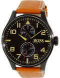 Hugo Boss Aeroliner Maxx Chronograph Black Dial Brown Leather Strap Watch For Men - HB1513082