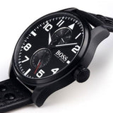  Shop Authentic Hugo Boss Aeroliner Black Dial Black Leather Strap Watch For Men - 1513083 - Luxxuri
