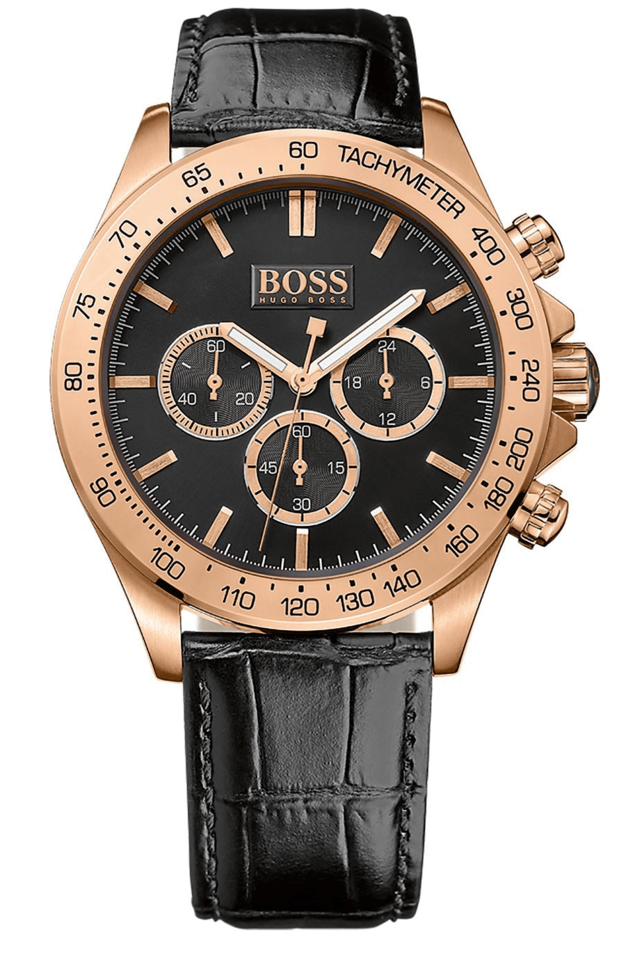  Shop Authentic Hugo Boss Ikon Black Dial Black Leather Strap Watch for Men - 1513179 - Luxxuri