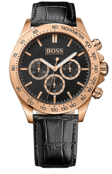  Shop Authentic Hugo Boss Ikon Black Dial Black Leather Strap Watch for Men - 1513179 - Luxxuri