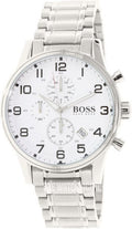  Shop Authentic Hugo Boss Aeroliner Chronograph White Dial Silver Steel Strap Watch for Men - 1513182 - Luxxuri