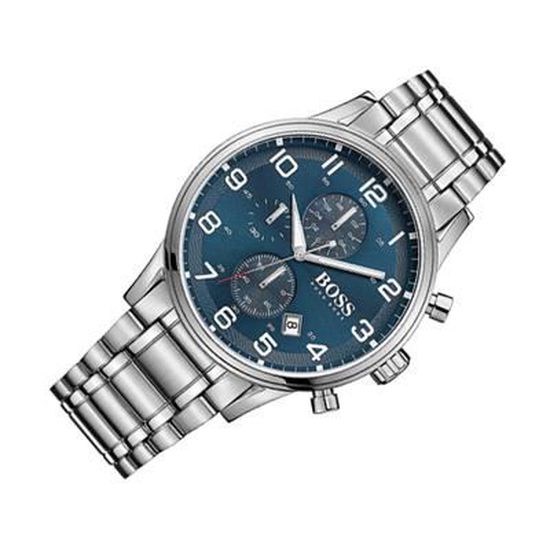  Shop Authentic Hugo Boss Aeroliner Blue Dial Silver Steel Strap Watch for Men - 1513183 - Luxxuri