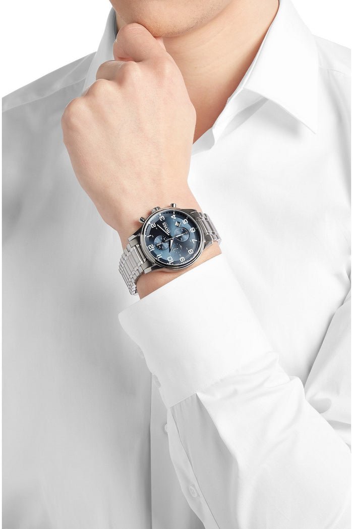  Shop Authentic Hugo Boss Aeroliner Blue Dial Silver Steel Strap Watch for Men - 1513183 - Luxxuri