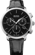  Shop Authentic Hugo Boss Chronograph Black Dial Black Leather Strap Watch For Men - 1513266 - Luxxuri