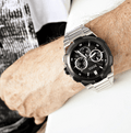 Hugo Boss Supernova Chronograph Black Dial Silver Steel Strap Watch for Men - 1513359
