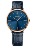 Hugo Boss Jackson Blue Dial Black Leather Strap Watch for Men - 1513371