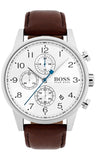  Shop Authentic Hugo Boss Navigator White Dial Brown Leather Strap Watch for Men - 1513495 - Luxxuri