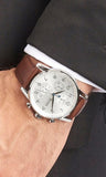  Shop Authentic Hugo Boss Navigator White Dial Brown Leather Strap Watch for Men - 1513495 - Luxxuri