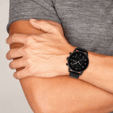  Shop Authentic Hugo Boss Navigator Black Dial Black Leather Strap Watch for Men - 1513497 - Luxxuri