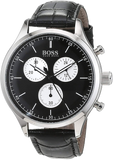  Shop Authentic Hugo Boss Companion Black Dial Black Leather Strap Watch for Men - 1513543 - Luxxuri
