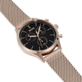 Hugo Boss Companion Chronograph Black Dial Rose Gold Steel Strap Watch For Men - 1513548