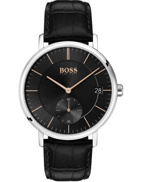  Shop Authentic Hugo Boss Corporal Black Dial Black Leather Strap Watch for Men - 1513638 - Luxxuri