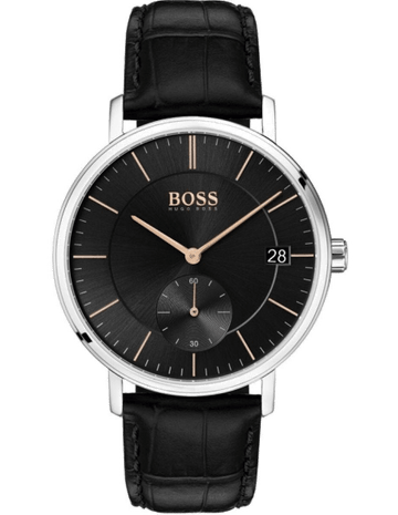  Shop Authentic Hugo Boss Corporal Black Dial Black Leather Strap Watch for Men - 1513638 - Luxxuri
