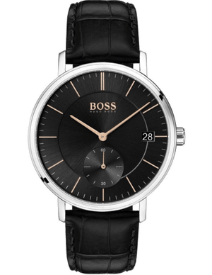  Shop Authentic Hugo Boss Corporal Black Dial Black Leather Strap Watch for Men - 1513638 - Luxxuri