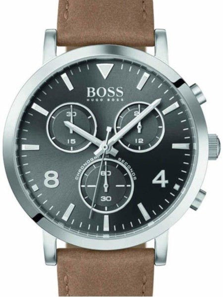  Shop Authentic Hugo Boss Spirit Grey Dial Brown Leather Strap Watch for Men - 1513691 - Luxxuri