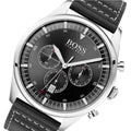  Shop Authentic Hugo Boss Pioneer Chronograph Black Dial Black Leather Strap Watch For Men - 1513708 - Luxxuri