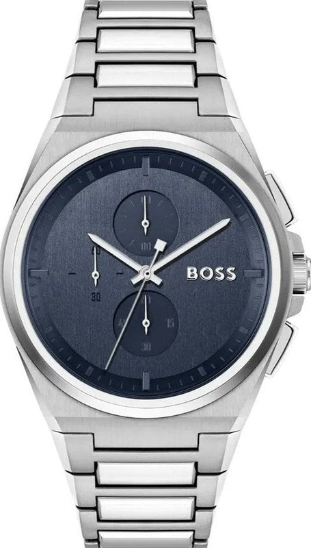  Shop Authentic Hugo Boss Steer Chronograph Blue Dial Silver Steel Strap Watch For Men - 1514048 - Luxxuri
