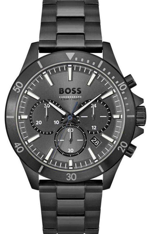  Shop Authentic Hugo Boss Troper Chronograph Grey Dial Grey Steel Strap Watch For Men - 1514058 - Luxxuri