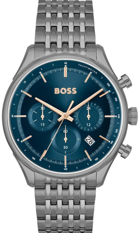  Shop Authentic Hugo Boss Gregor Chronograph Blue Dial Grey Steel Strap Watch For Men - 1514083 - Luxxuri
