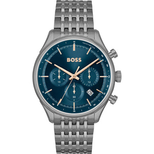  Shop Authentic Hugo Boss Gregor Chronograph Blue Dial Grey Steel Strap Watch For Men - 1514083 - Luxxuri