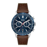  Shop Authentic Hugo Boss Allure Blue Dial Brown Leather Strap Watch for Men - 1513921 - Luxxuri