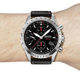  Shop Authentic Hugo Boss Aero Chronograph Black Dial Black Leather Strap Watch for Men - 1513770 - Luxxuri