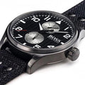  Shop Authentic Hugo Boss Aeroliner Chronograph Black Dial Black Leather Strap Watch For Men - 1513086 - Luxxuri