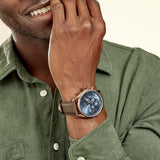  Shop Authentic Hugo Boss Champion Blue Dial Brown Leather Strap Watch for Men - 1513817 - Luxxuri