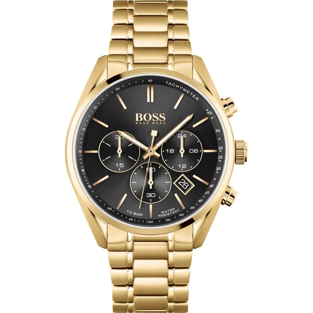  Shop Authentic Hugo Boss Champion Black Dial Gold Steel Strap Watch for Men - 1513848 - Luxxuri
