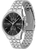  Shop Authentic Hugo Boss Jet Black Dial Silver Steel Strap Watch for Men - 1513383 - Luxxuri