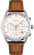  Shop Authentic Hugo Boss Champion White Dial Brown Leather Strap Watch for Men - 1513879 - Luxxuri