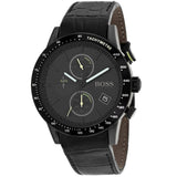  Shop Authentic Hugo Boss Rafale Chronograph Black Dial Black Leather Strap Watch For Men - 1513389 - Luxxuri