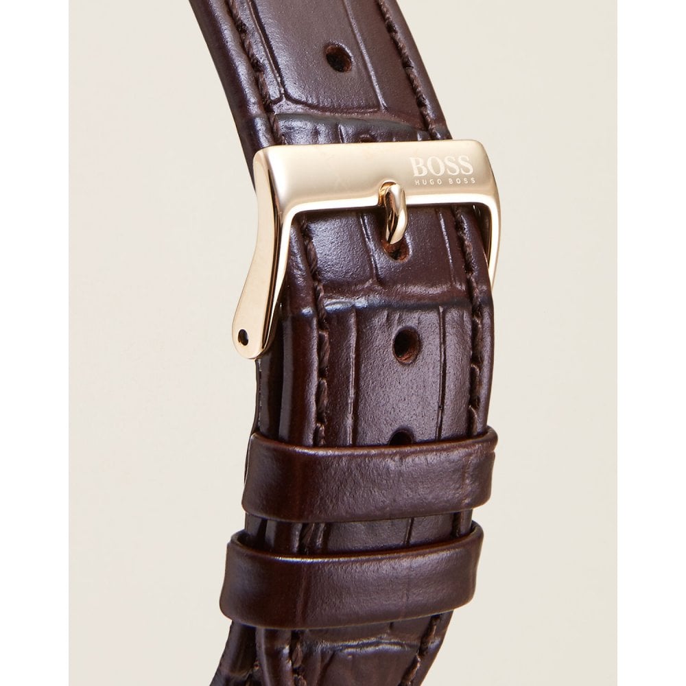  Shop Authentic Hugo Boss Corporal White Dial Brown Leather Strap Watch for Men - 1513640 - Luxxuri