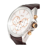  Shop Authentic Hugo Boss Driver Chronograph Silver Dial Brown Leather Strap Watch For Men - 1512881 - Luxxuri