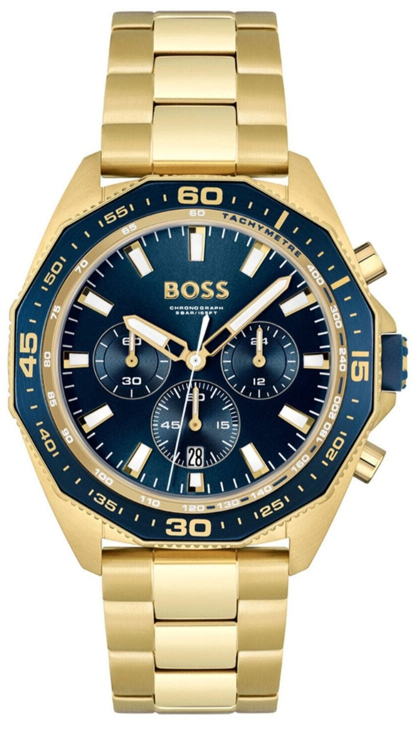  Shop Authentic Hugo Boss Energy Chronograph Blue Dial Gold Steel Strap Watch For Men - 1513973 - Luxxuri