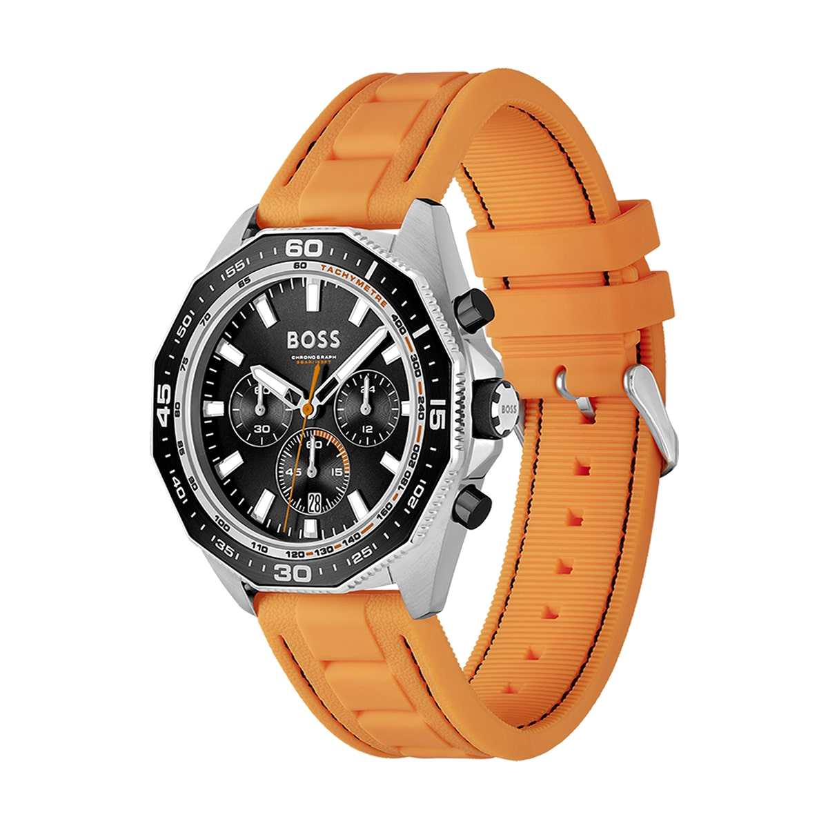  Shop Authentic Hugo Boss Energy Chronograph Quartz Black Dial Orange Rubber Strap Watch For Men - 1513970 - Luxxuri