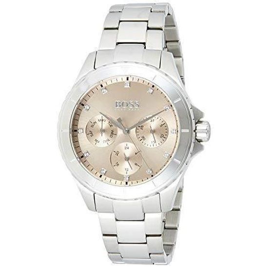 Hugo Boss Premiere Rose Gold Dial Silver Steel Strap Watch for Women - 1502444