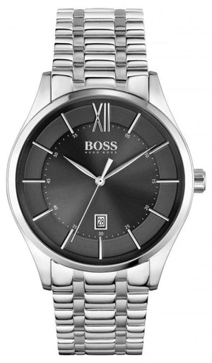  Shop Authentic Hugo Boss Governer Black Dial Silver Steel Strap Watch for Men - 1513488 - Luxxuri