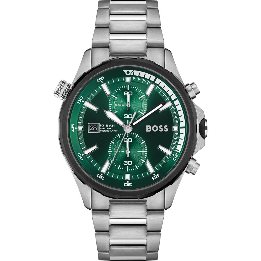  Shop Authentic Hugo Boss Globetrotter Green Dial Silver Steel Strap Watch for Men - 1513930 - Luxxuri