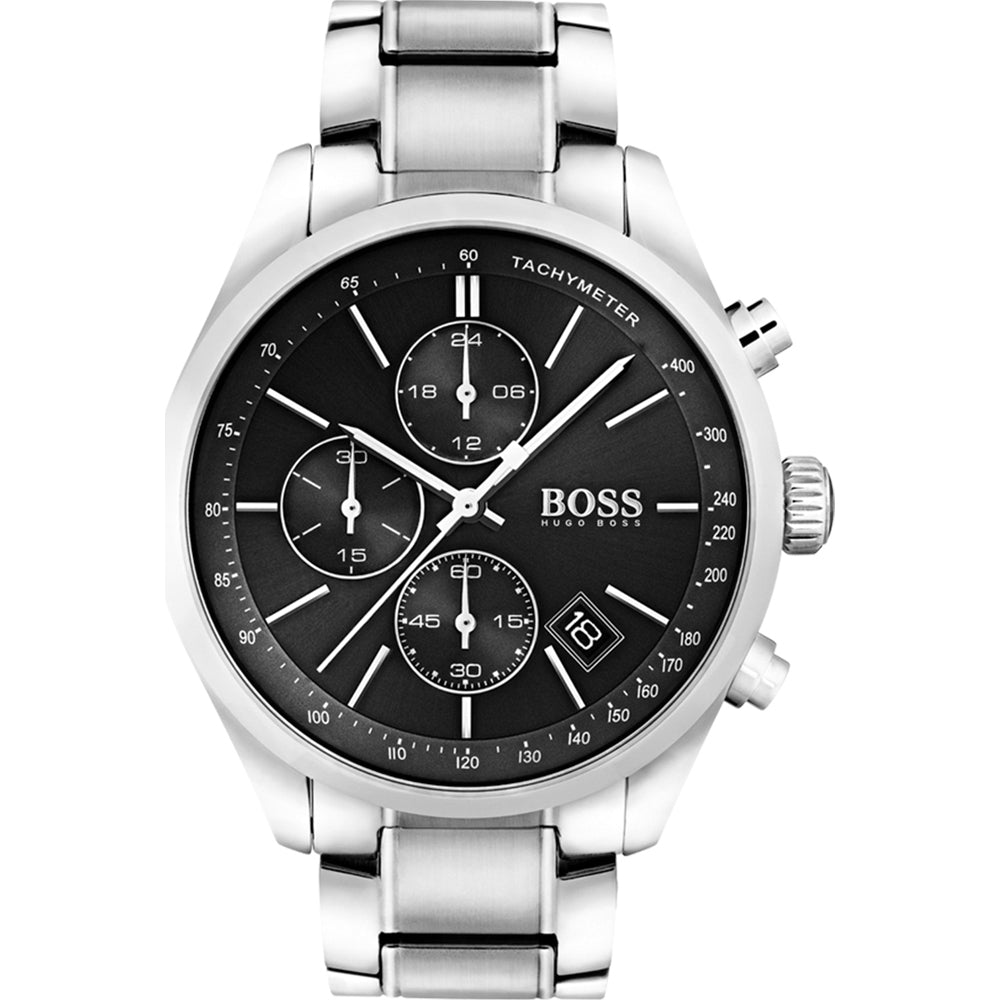  Shop Authentic Hugo Boss Grand Prix Black Dial Silver Steel Strap Watch for Men - 1513477 - Luxxuri